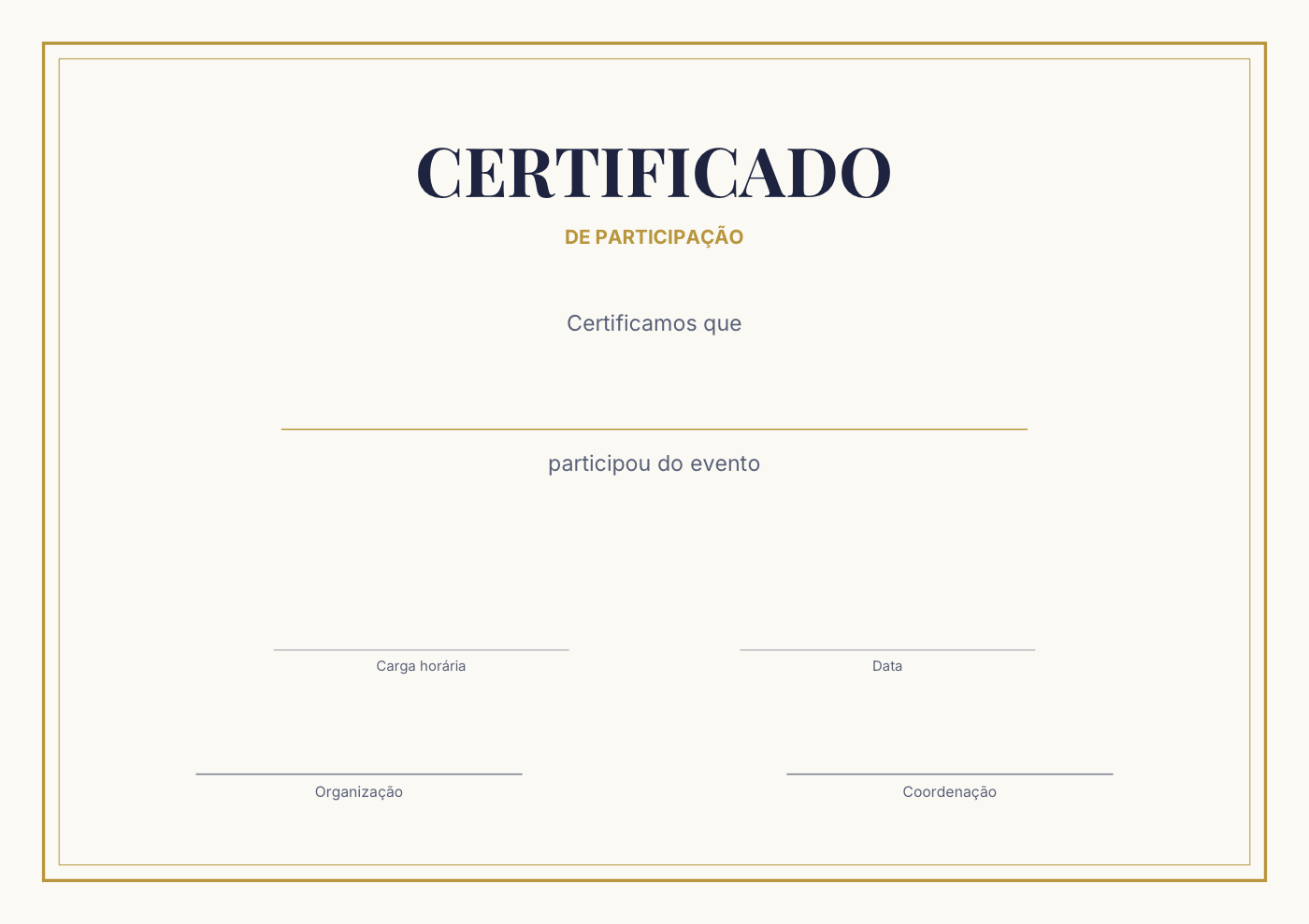 Modelo de certificado de participação