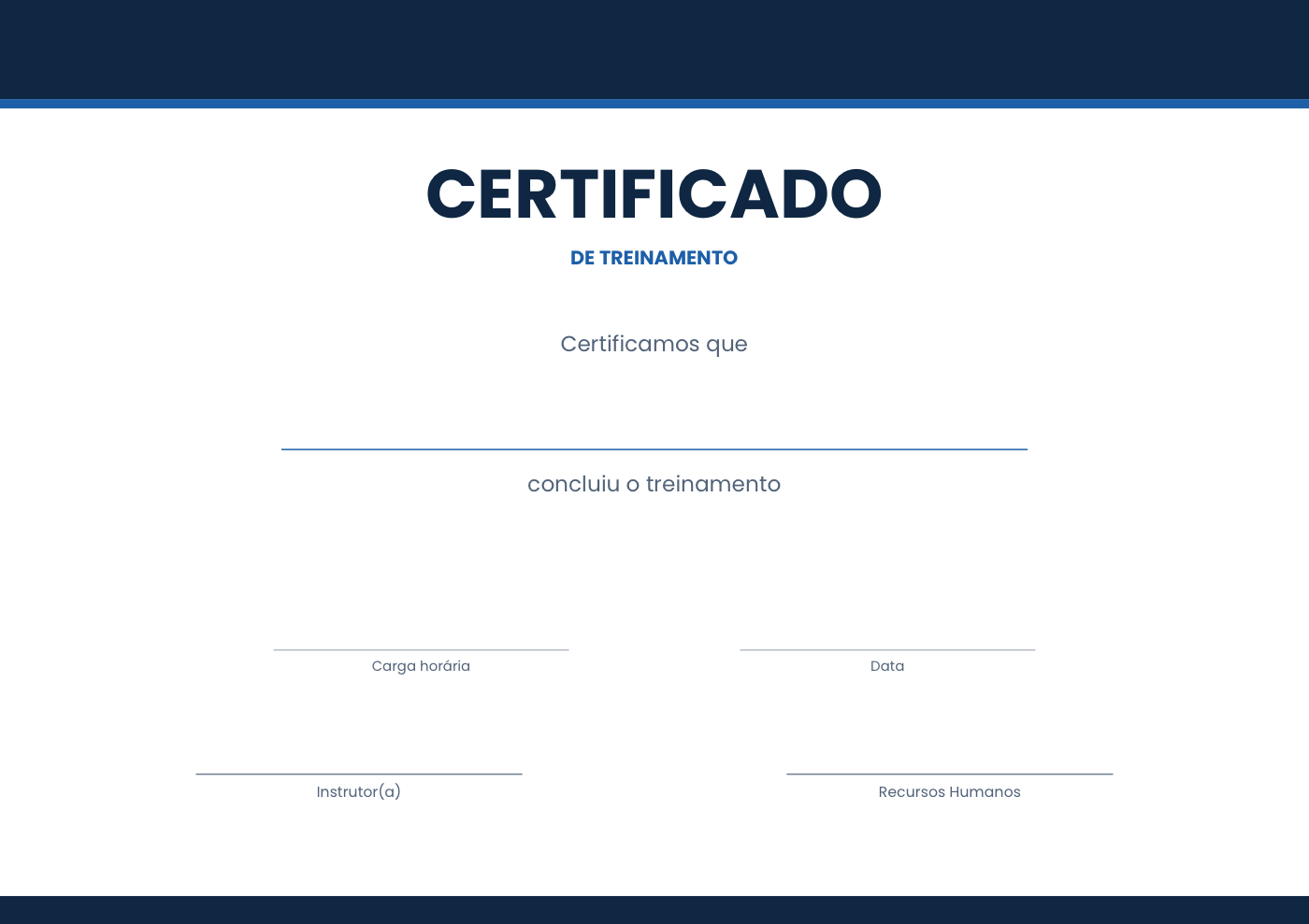 Modelo de certificado de treinamento corporativo